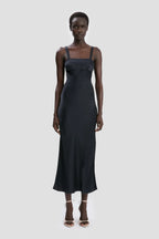 Elegant Sheath Square Neck Spaghetti Strap Open Back Midi Floor Length For Adults Prom Dress