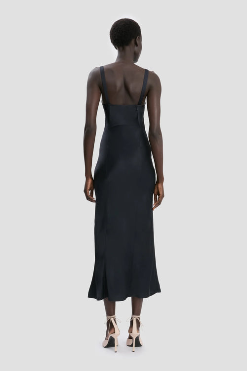Robe de bal élégante fourreau à encolure carrée, fines bretelles, dos nu, longueur midi au sol pour adultes