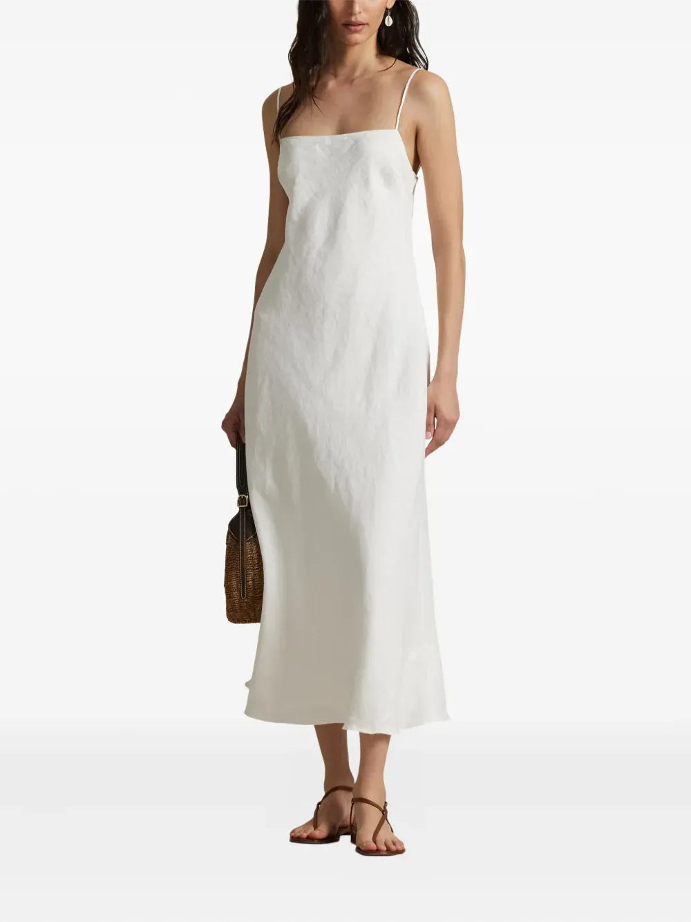 Elegant Sheath Square Neck Spaghetti Strap Open Back Midi-Length Prom Dress