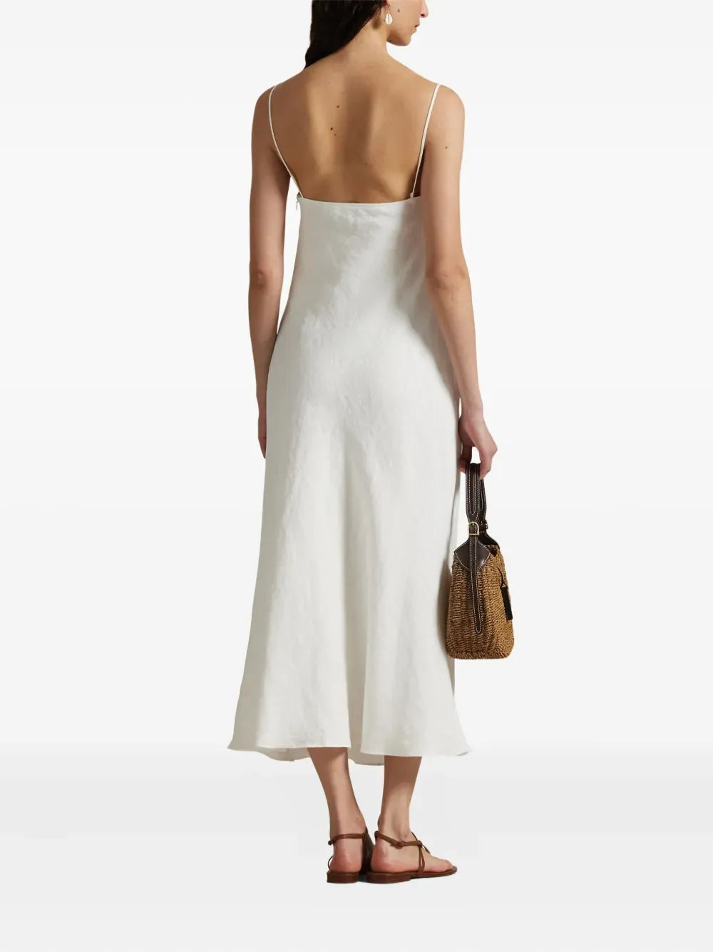 Elegant Sheath Square Neck Spaghetti Strap Open Back Midi-Length Prom Dress