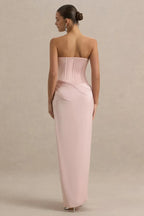 Elegant Sheath Strapless Draped Sleeve Zipper Back Floor Length Evening Dress