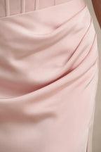 Elegant Sheath Strapless Draped Sleeve Zipper Back Floor Length Evening Dress
