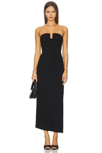 Elegant Sheath Strapless Keyhole Neck Sleeveless Solid Back Midi Evening Dress