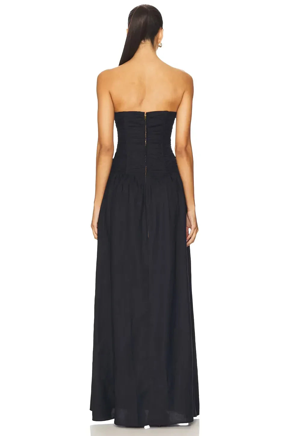 Elegant Sheath Strapless Ruched Bodice Floor Length Evening Dress