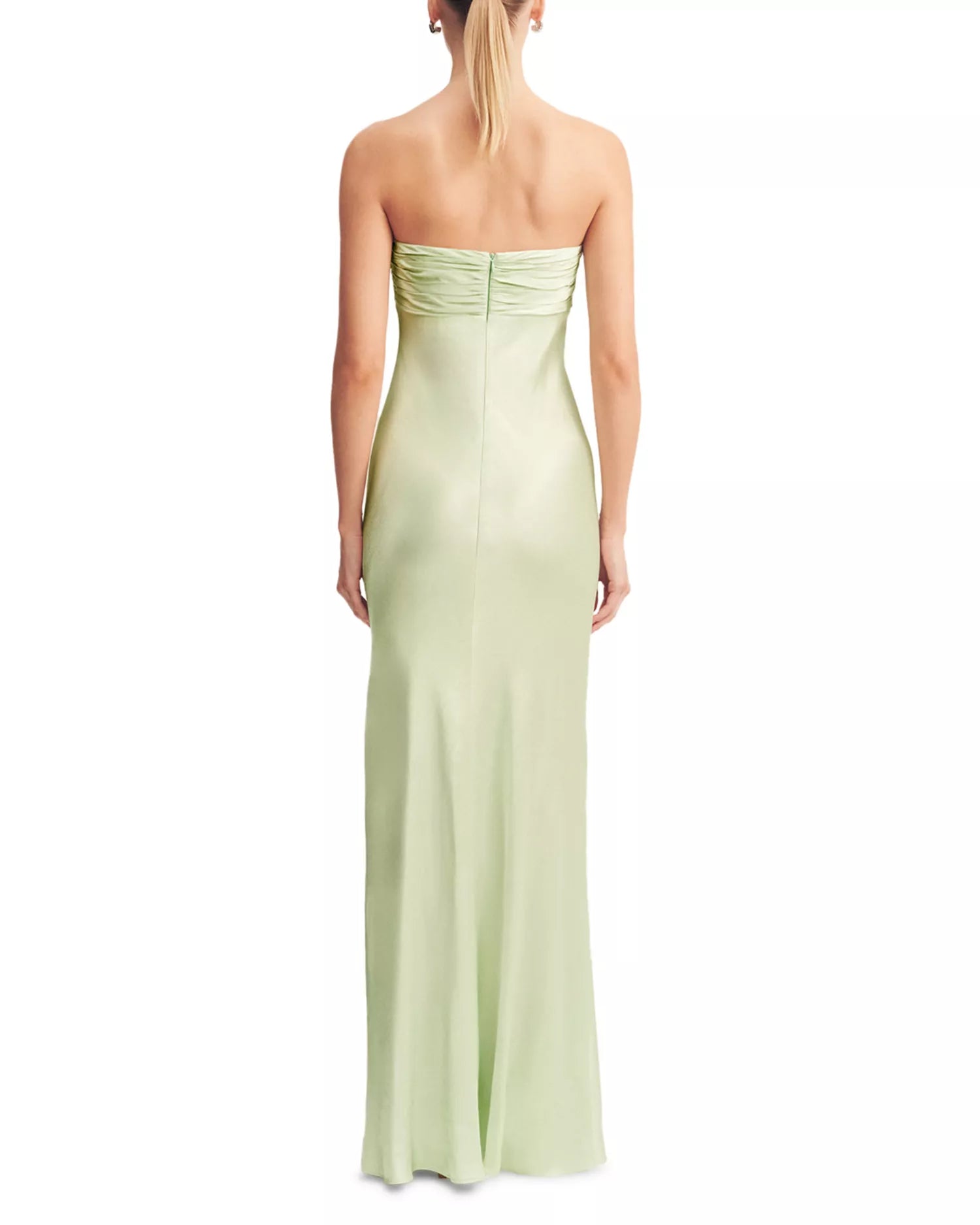 Elegant Sheath Strapless Ruched Bodice Floor Length For Ladies Prom Dress