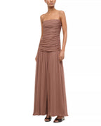 Elegant Sheath Strapless Ruched Bodice Spaghetti Strap Open Back Floor Length For Ladies Prom Dress