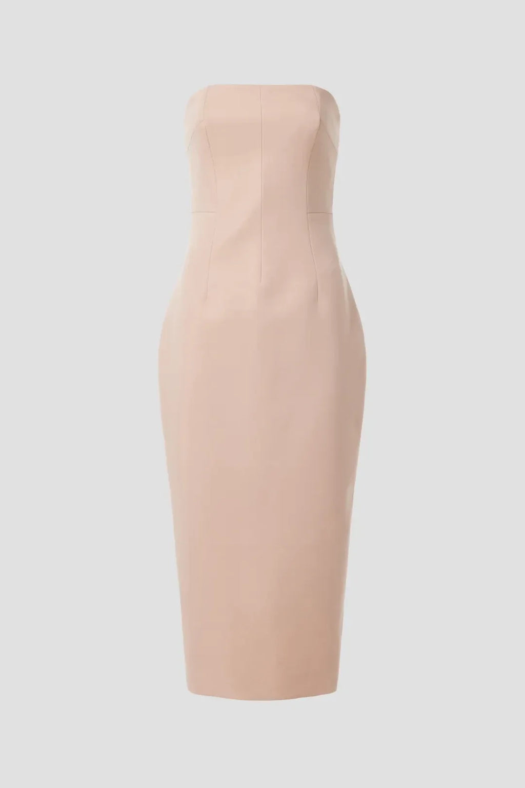 Elegant Sheath Strapless Sleeveless Open Back Midi Length Plus Size Prom Dress