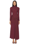 Elegant Sheath Turtleneck Long Sleeve Ruched Back Floor Length Prom Dress
