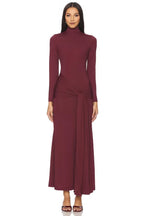 Elegant Sheath Turtleneck Long Sleeve Ruched Back Floor Length Prom Dress