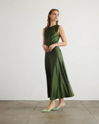 Elegant Sheath Twist Neck Sleeveless Back Zip Floor Length Prom Dress