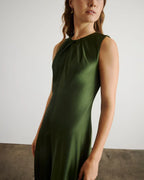 Elegant Sheath Twist Neck Sleeveless Back Zip Floor Length Prom Dress