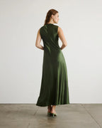 Elegant Sheath Twist Neck Sleeveless Back Zip Floor Length Prom Dress