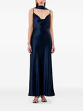 Elegant Slip Cowl Neck Spaghetti Strap Open Back Floor Length Prom Dress