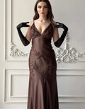Spaghetti Strap Maxi Dress with Open Back & Applique