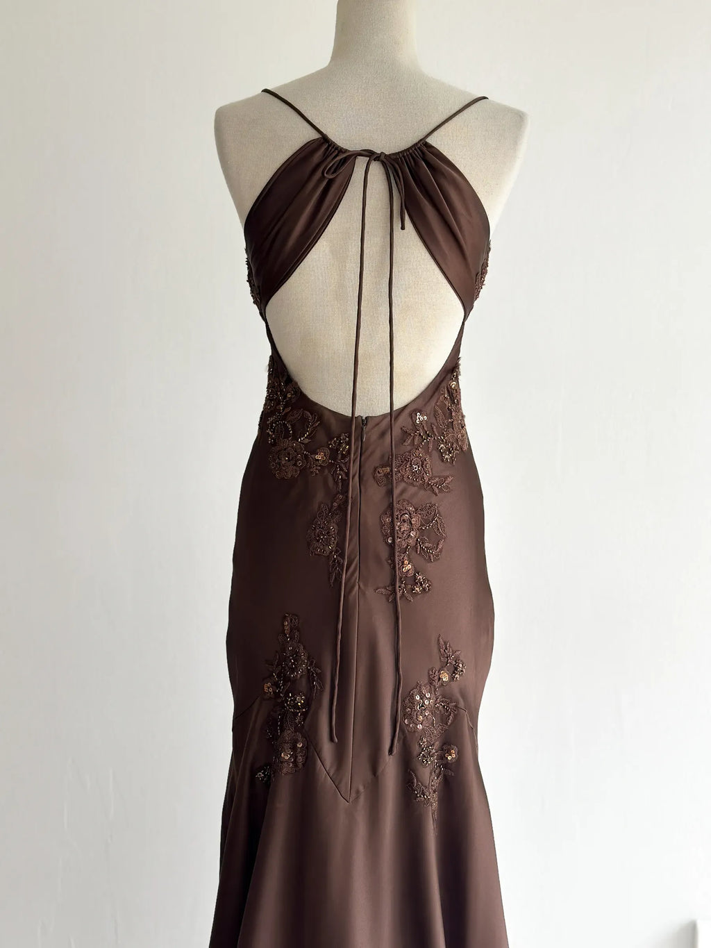 Spaghetti Strap Maxi Dress with Open Back & Applique