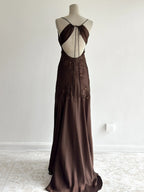 Spaghetti Strap Maxi Dress with Open Back & Applique