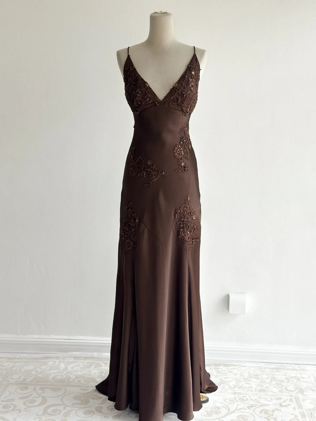 Spaghetti Strap Maxi Dress with Open Back & Applique