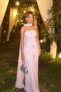 Strapless Cape Beaded Star Mermaid Maxi Dress