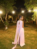 Strapless Cape Beaded Star Mermaid Maxi Dress
