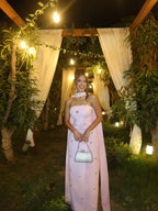 Strapless Cape Beaded Star Mermaid Maxi Dress