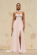 Strapless Corset Split Cape Maxi Dress