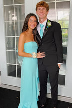 Strapless Mermaid Prom Dress With Bow Back And Ruffle Hem