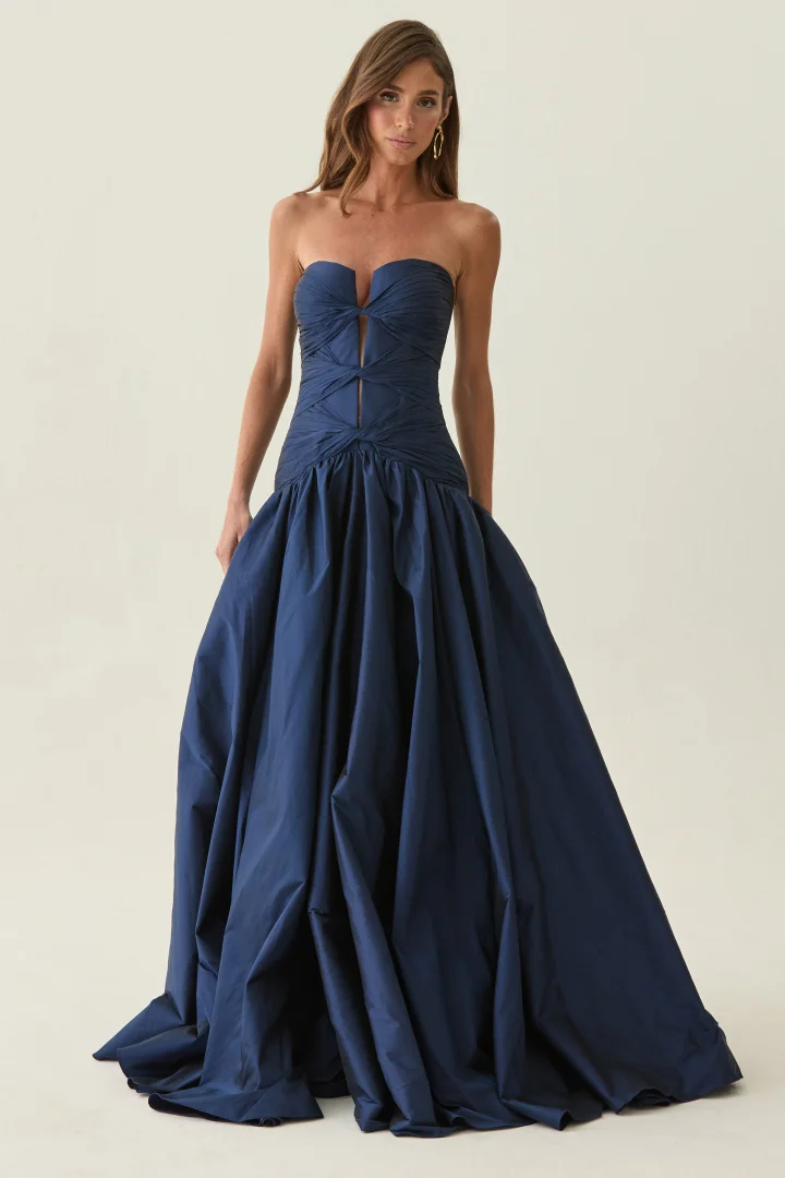 Strapless Ruched Corset A-Line Ball Gown with Up Back