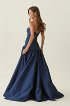 Strapless Ruched Corset A-Line Ball Gown with Up Back