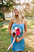 Strapless Mini Dress with Bow Detail