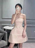 Strapless Mini Dress with Bow & Trim