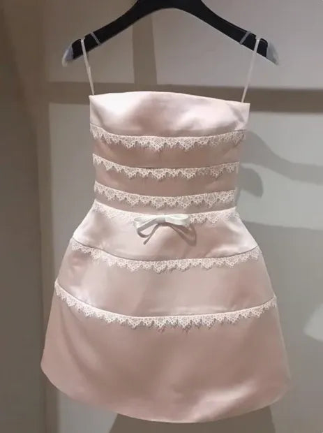 Strapless Mini Dress with Bow & Trim