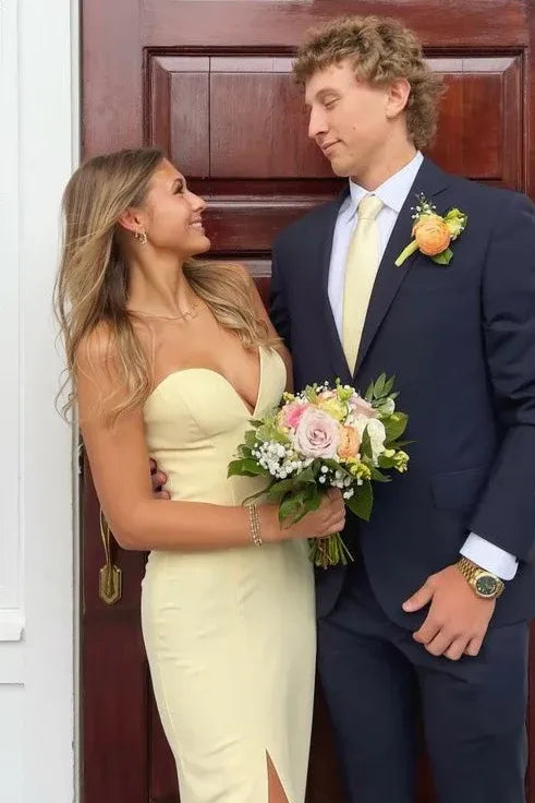 Strapless Sweetheart High Slit Mermaid Prom Dress