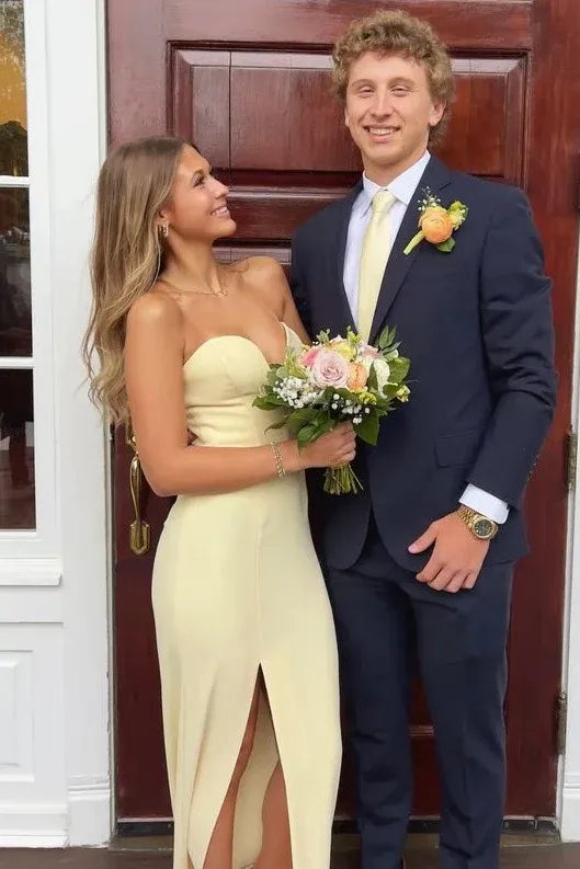 Strapless Sweetheart High Slit Mermaid Prom Dress