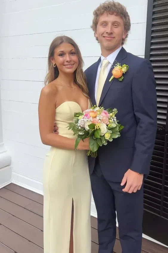 Strapless Sweetheart High Slit Mermaid Prom Dress