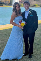 Strapless Sweetheart Jacquard Mermaid Prom Dress With High Slit