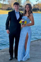 Strapless Sweetheart Jacquard Mermaid Prom Dress With High Slit