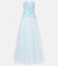 Strapless Sweetheart Ruffle Beaded A-Line Ball Gown