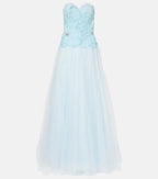 Strapless Sweetheart Ruffle Beaded A-Line Ball Gown