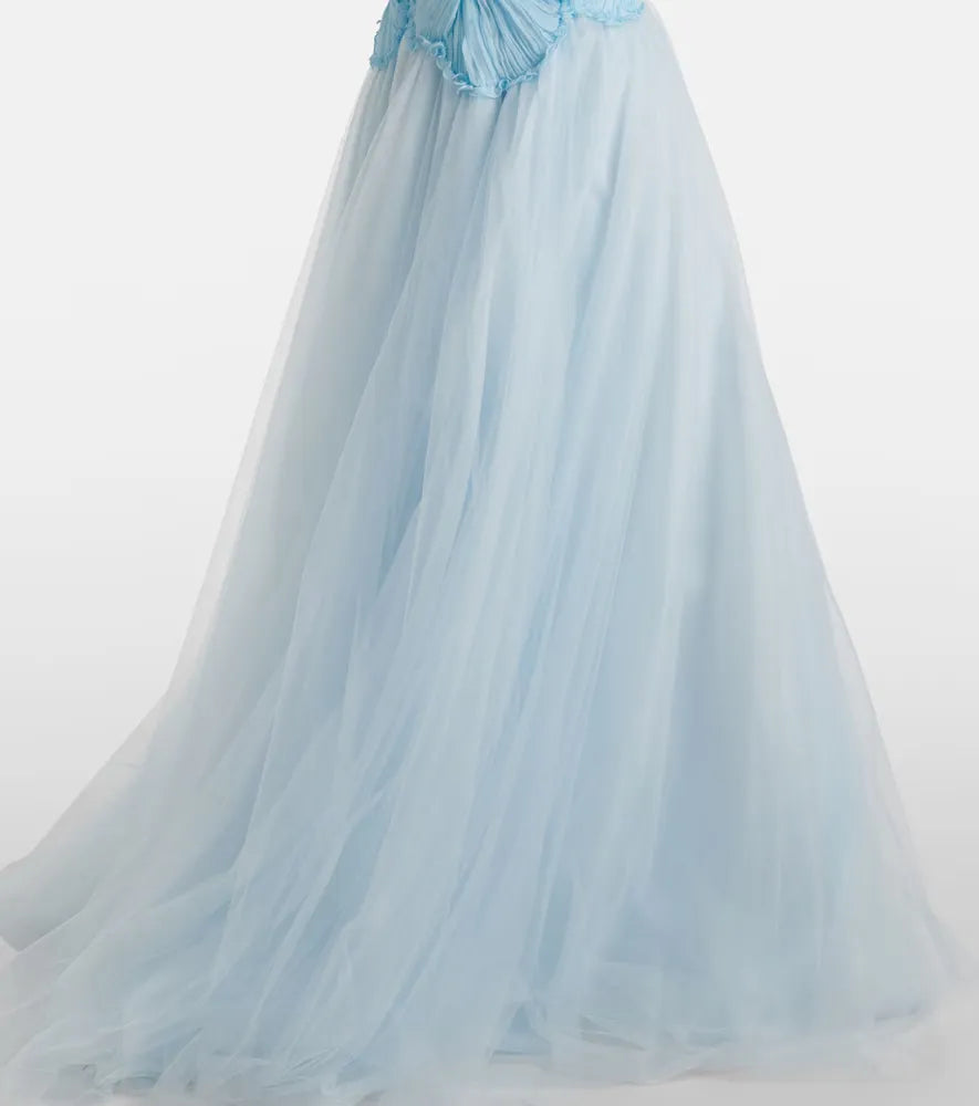 Strapless Sweetheart Ruffle Beaded A-Line Ball Gown