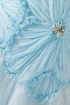 Strapless Sweetheart Ruffle Beaded A-Line Ball Gown