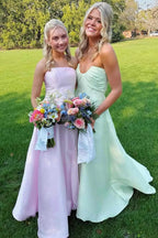 Strapless Twist Front A-Line Prom Dress