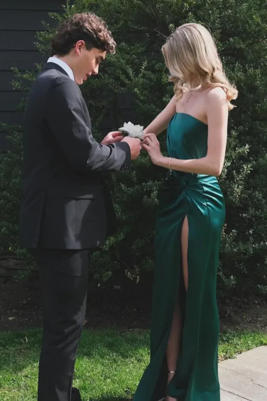 Strapless Twist Knot High Slit Mermaid Prom Dress