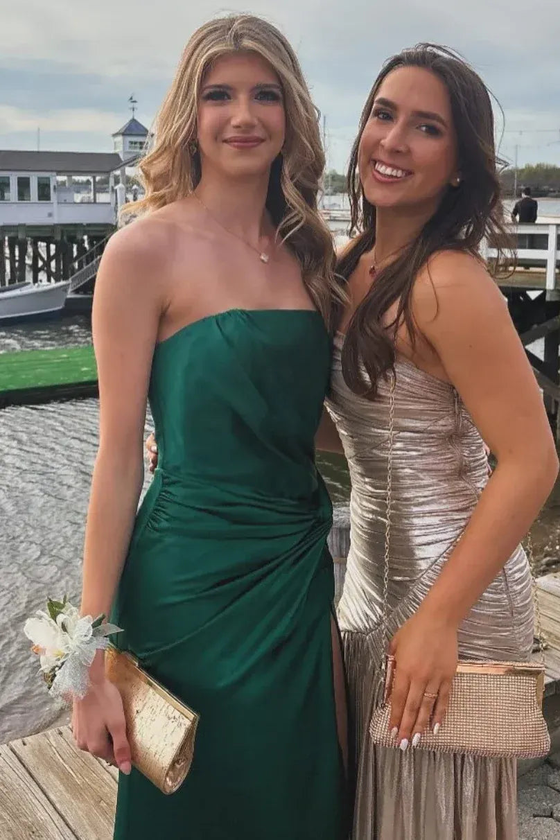 Strapless Twist Knot High Slit Mermaid Prom Dress