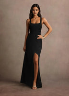Elegant Trumpet Square Neck Sleeveless Open Back Floor Length For Sale Prom Dress