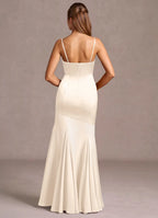 Elegant Trumpet Strapless Convertible Strap Open Back Floor Length For Ladies Prom Dress
