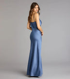 Elegant Trumpet V Neck Spaghetti Strap Zipper Back Floor Length Prom Dress