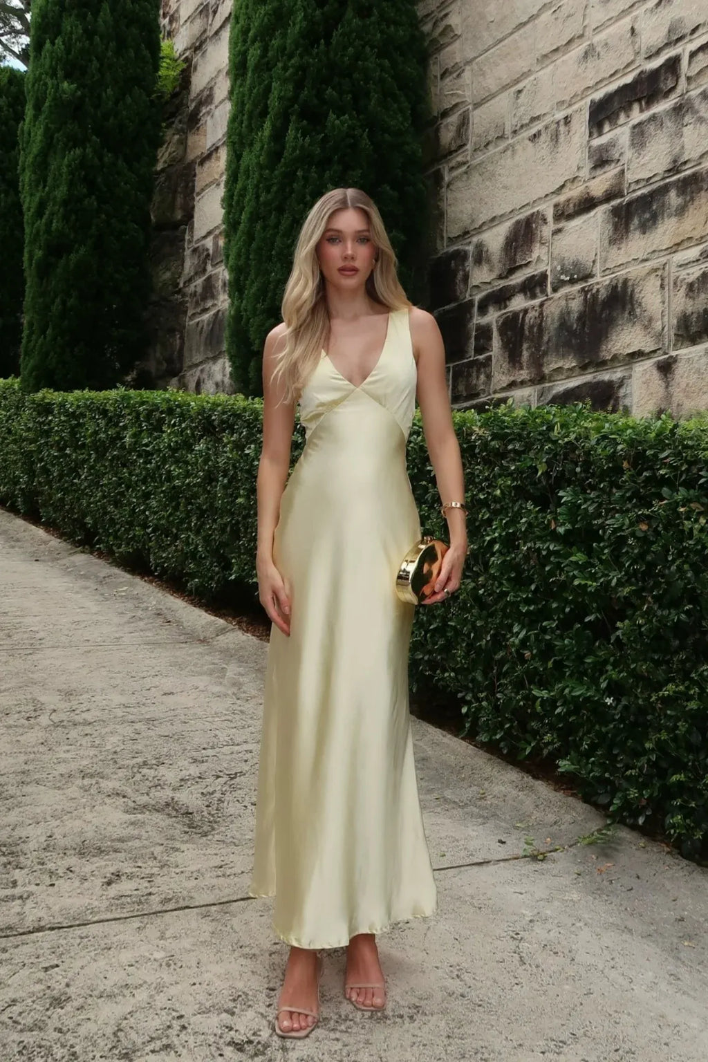 V-Neck Sleeveless Slip A-Line Maxi Dress