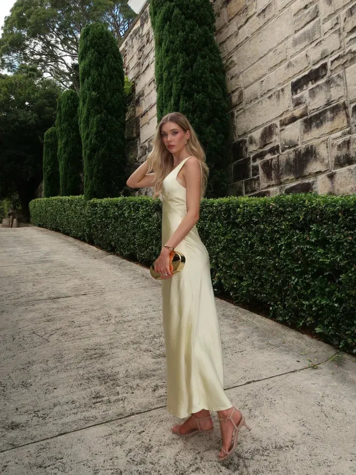 V-Neck Sleeveless Slip A-Line Maxi Dress