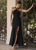 Elegant-slim-fit-crisscross-halter-neck-sleeveless-open-back-floor-length-bridesmaid-dress-with-high-slit