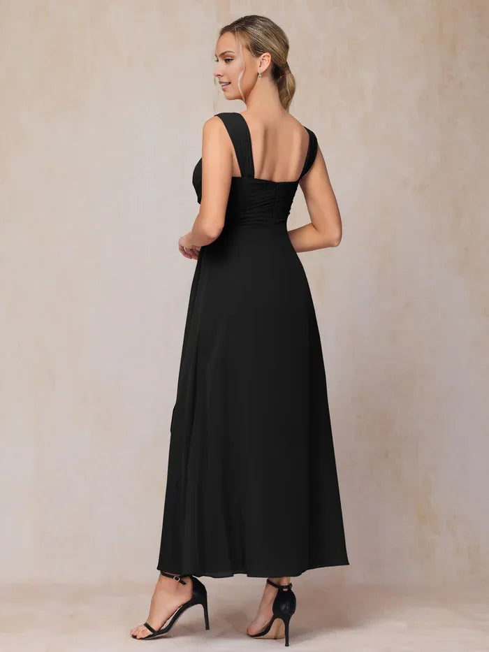 2 Pieces Square Neck Short Sleeve Ankle-Length Mother of the Bride Dress